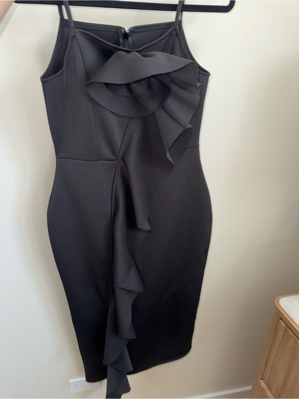 Black Ruffle-Front Sheath Dress - Women
